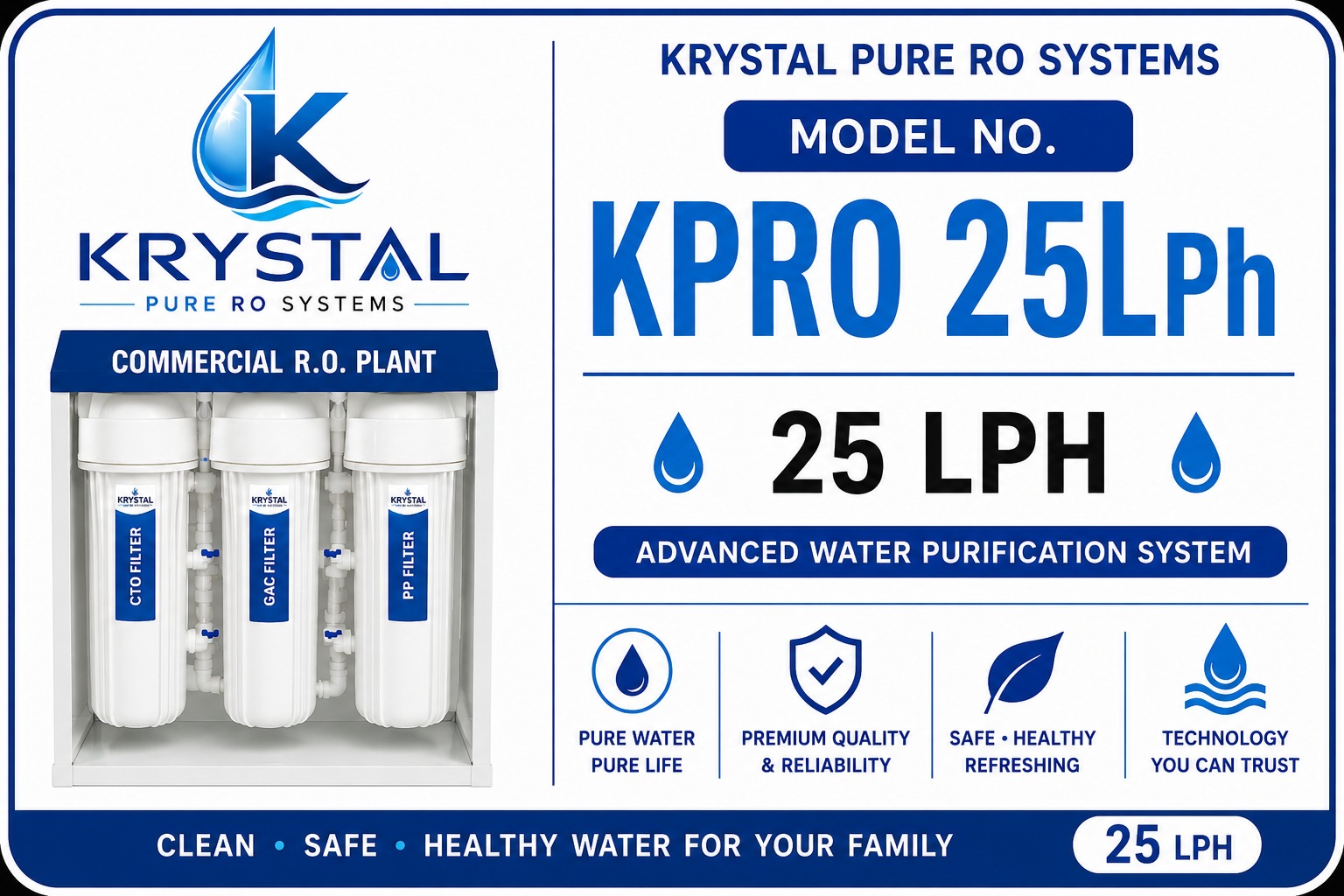 Krystal Pure Ro Systems 25 LPH Commercial RO Plant